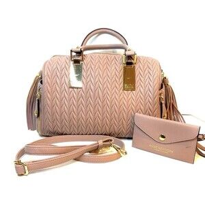 Vintage Y2K ANDREW MARC Matalassé Handbag Quilted Leather Dusky Pink  Gold VGUC